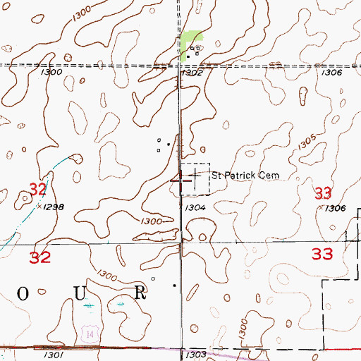 Topographic Map of Cavour Protestant Cemetery, SD
