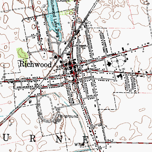 Topographic Map of Richwood North Union Public Library, OH