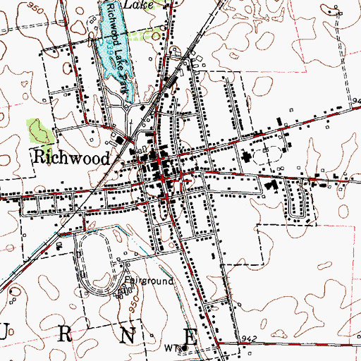 Topographic Map of Richwood Post Office, OH