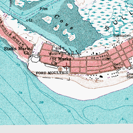 Topographic Map of Battery Logan (historical), SC