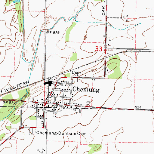 Topographic Map of Chermung Cemetery, IL
