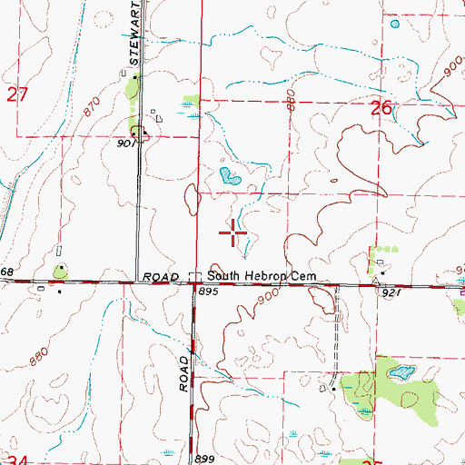 Topographic Map of Greenwood Cemetery, IL
