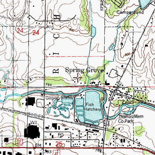 Topographic Map of Sprind Grove Cemetery, IL