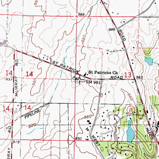 Topographic Map of Saint Patricks Cemetery, IL