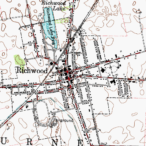 Topographic Map of Central United Methodist Church, OH
