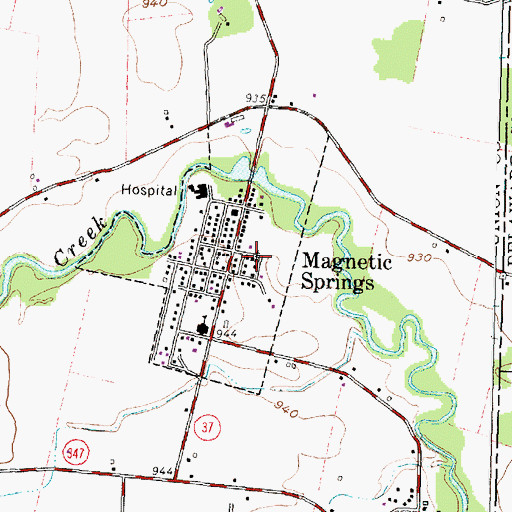 Topographic Map of Magnetic Springs United Methodist Church, OH