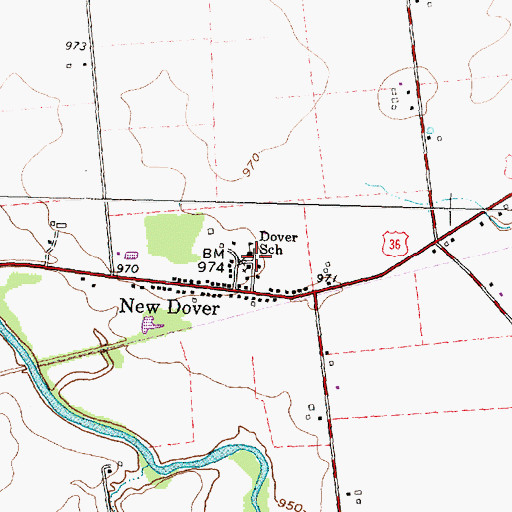 Topographic Map of Dover Township Hall, OH