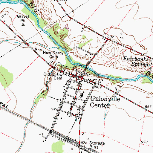 Topographic Map of Unionville Center Post Office, OH