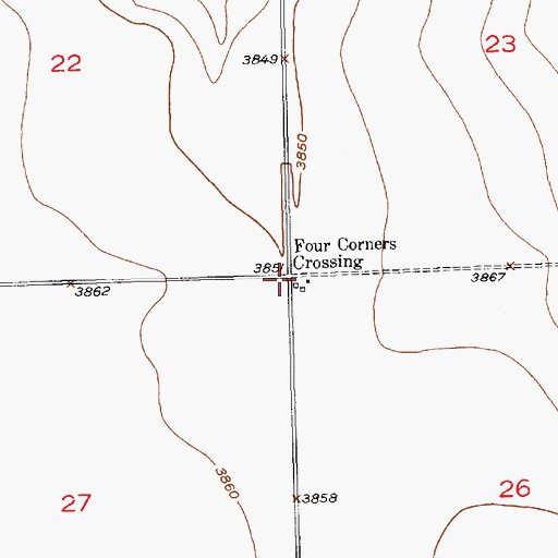Topographic Map of Four Corners Crossing, CO