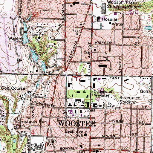 Topographic Map of Armington Hall, OH
