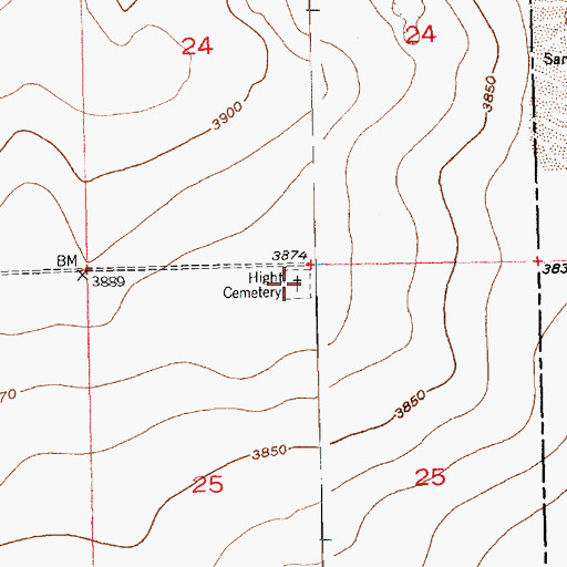 Topographic Map of Hight Cemetery, CO