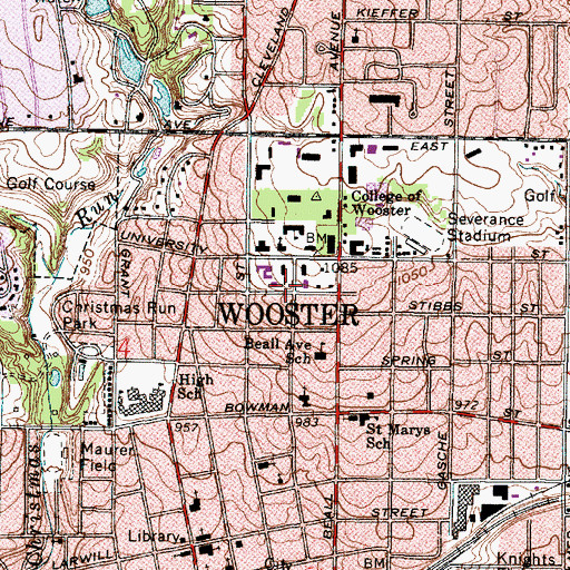Topographic Map of Burton D Morgan Hall, OH
