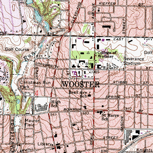 Topographic Map of Freedlander Theatre, OH