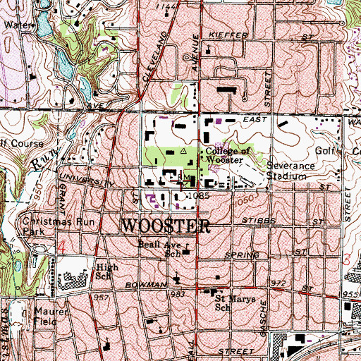 Topographic Map of Frick Hall, OH