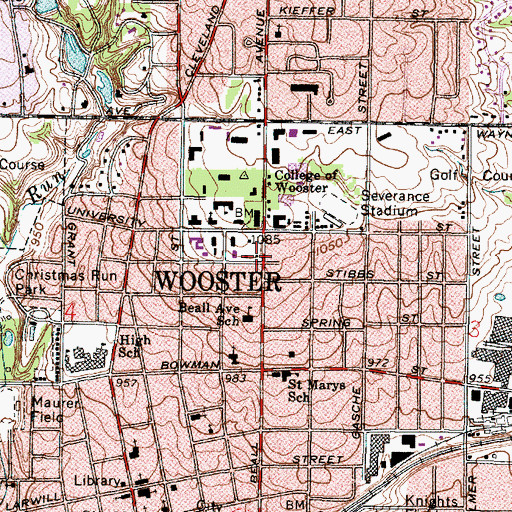 Topographic Map of Gault Alumni Center, OH