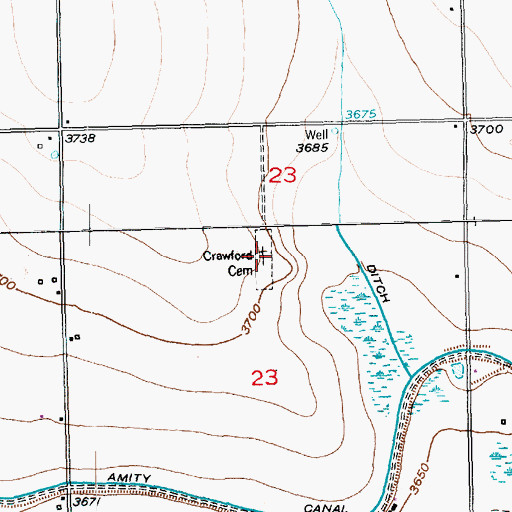 Topographic Map of Crawford Cemetery, CO