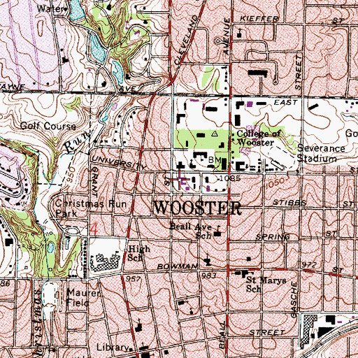 Topographic Map of Wishart Hall, OH