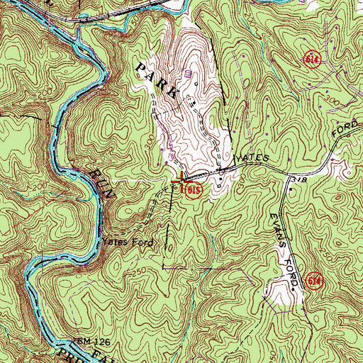 Topographic Map of Hemlock Overlook Regional Park, VA
