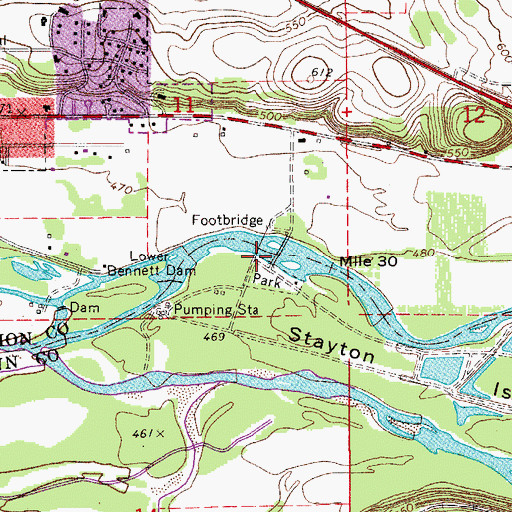 Topographic Map of Jordan Bridge, OR