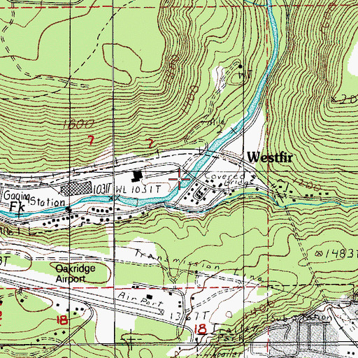 Topographic Map of Office Bridge, OR