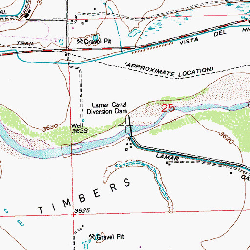 Topographic Map of Lamar Canal Diversion Dam, CO
