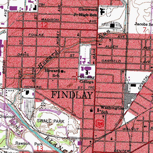Topographic Map of Egner Fine Arts Center, OH