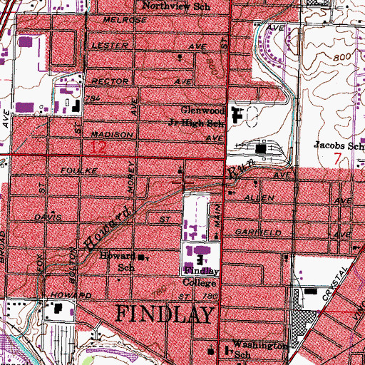 Topographic Map of Glenn and Helen Stout Alumni House, OH