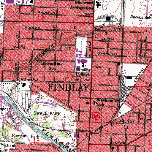 Topographic Map of Henderson Dining Hall, OH