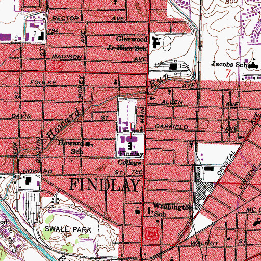 Topographic Map of Phil Gardner Fitness Center, OH