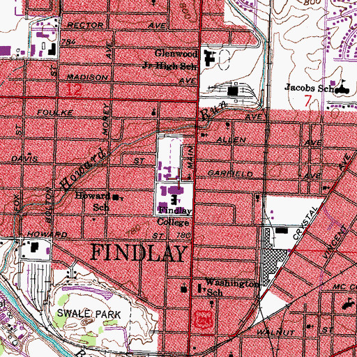 Topographic Map of Renninger Gymnasium, OH