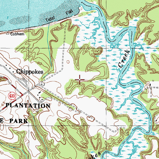 Topographic Map of Lower Chippokes Creek Trail, VA