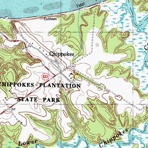 Topographic Map of Chippokes Mansion, VA