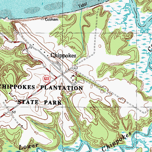 Topographic Map of Chippokes Mansion, VA