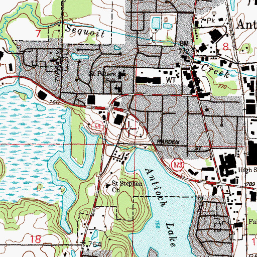 Topographic Map of Hillside Cemetery, IL