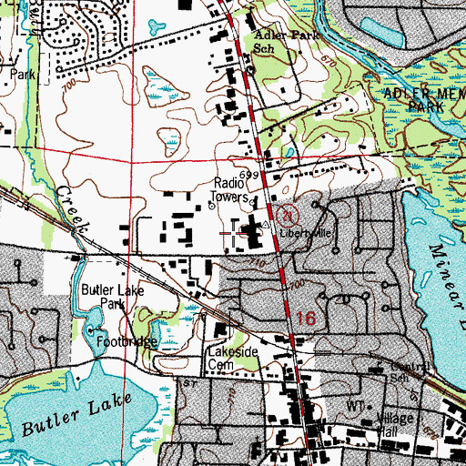 Topographic Map of Lake County Poor Farm Cemetery, IL