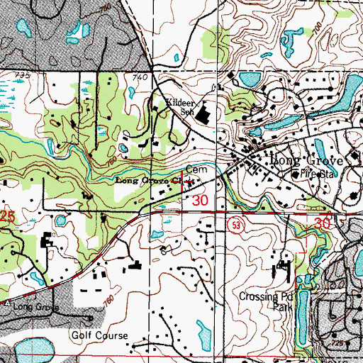 Topographic Map of Long Grove Cemetery, IL