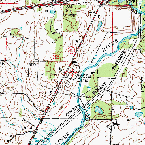 Topographic Map of Serbian Monastery Cemetery, IL