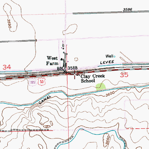 Topographic Map of Clay Creek School, CO