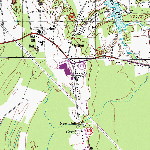 Topographic Map of County of York Fire Station Number 2, VA