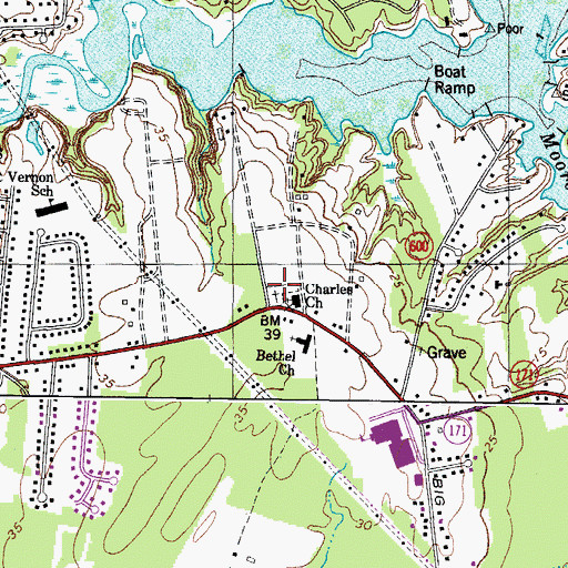 Topographic Map of Charles Church of Charles Parish (historical), VA