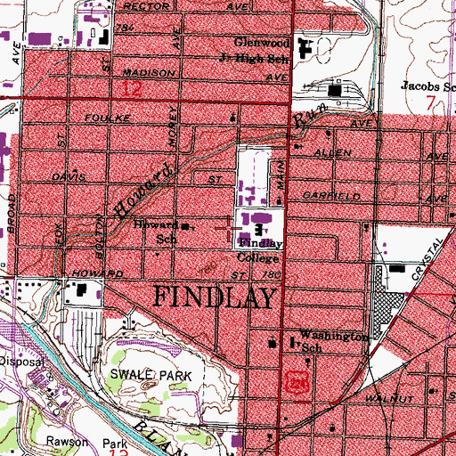 Topographic Map of Virginia B Gardner Fine Arts Pavilion, OH