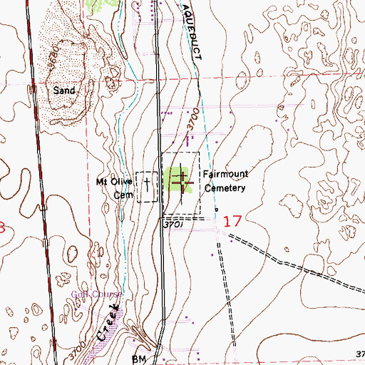 Topographic Map of Fairmount Cemetery, CO