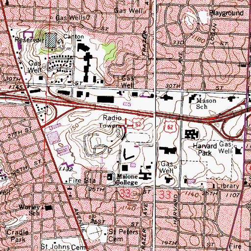Topographic Map of Barclay Hall, OH