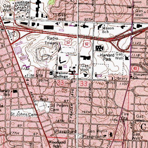 Topographic Map of Founders Hall, OH