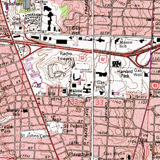 Topographic Map of Fox Hall, OH