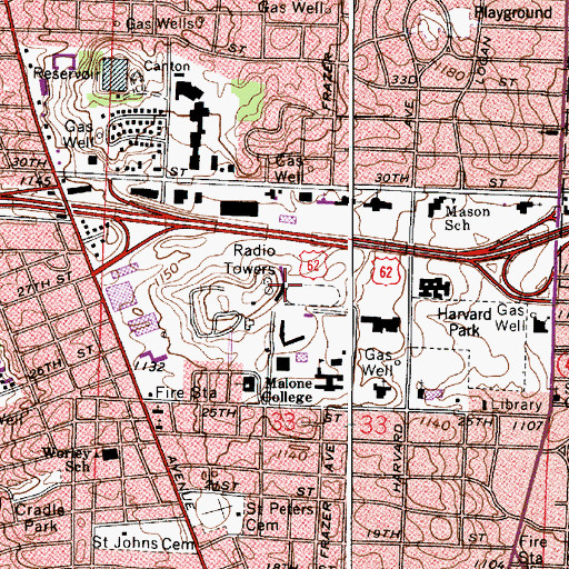 Topographic Map of Gurney Hall, OH