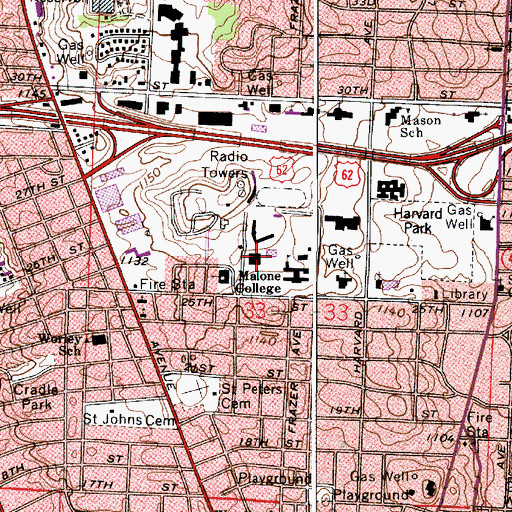 Topographic Map of Osborne Hall, OH