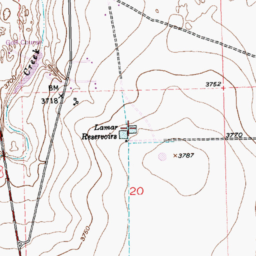 Topographic Map of Lamar Reservoirs, CO