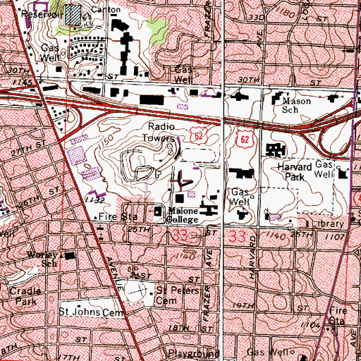 Topographic Map of Whittier Hall, OH