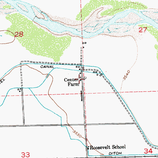 Topographic Map of Center Farm, CO